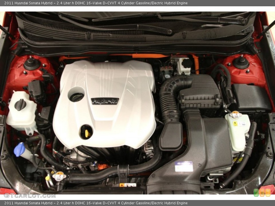 2.4 Liter h DOHC 16-Valve D-CVVT 4 Cylinder Gasoline/Electric Hybrid 2011 Hyundai Sonata Engine