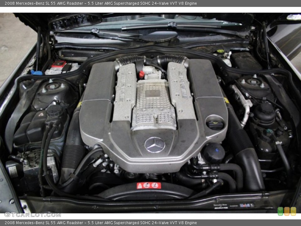 5.5 Liter AMG Supercharged SOHC 24-Valve VVT V8 2008 Mercedes-Benz SL Engine