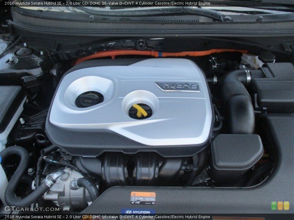 2.0 Liter GDI DOHC 16-Valve D-CVVT 4 Cylinder Gasoline/Electric Hybrid Engine for the 2016 Hyundai Sonata Hybrid #105829108