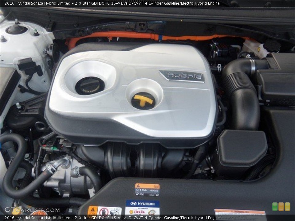 2.0 Liter GDI DOHC 16-Valve D-CVVT 4 Cylinder Gasoline/Electric Hybrid Engine for the 2016 Hyundai Sonata Hybrid #106751716