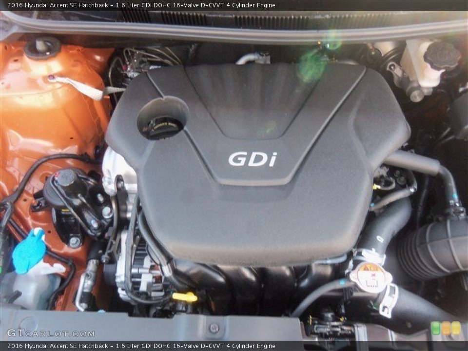 1.6 Liter GDI DOHC 16-Valve D-CVVT 4 Cylinder 2016 Hyundai Accent Engine