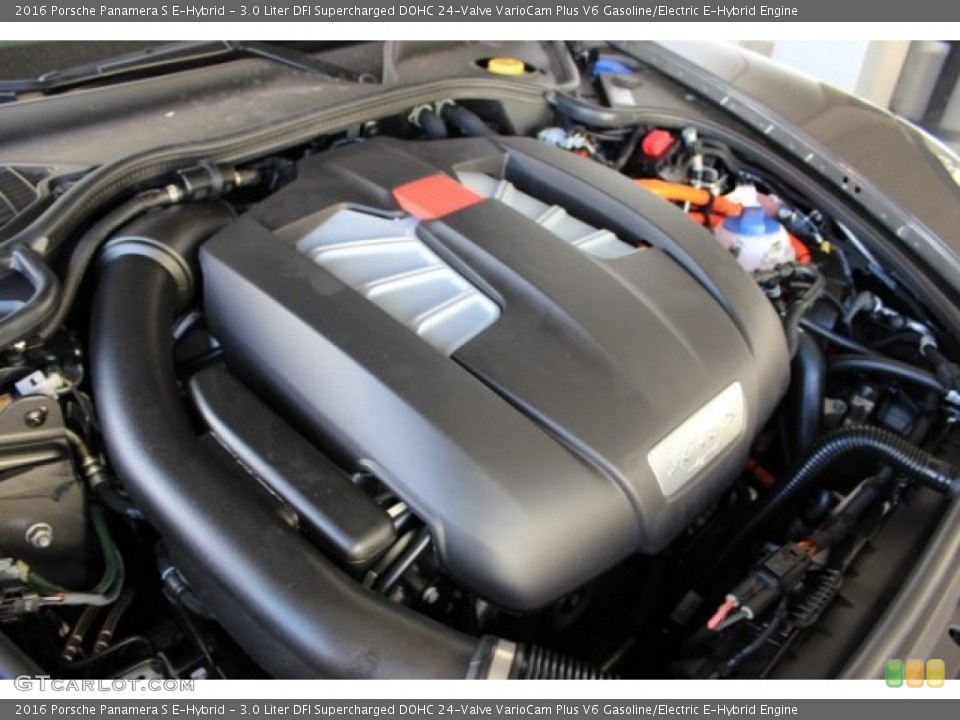 3.0 Liter DFI Supercharged DOHC 24-Valve VarioCam Plus V6 Gasoline/Electric E-Hybrid 2016 Porsche Panamera Engine