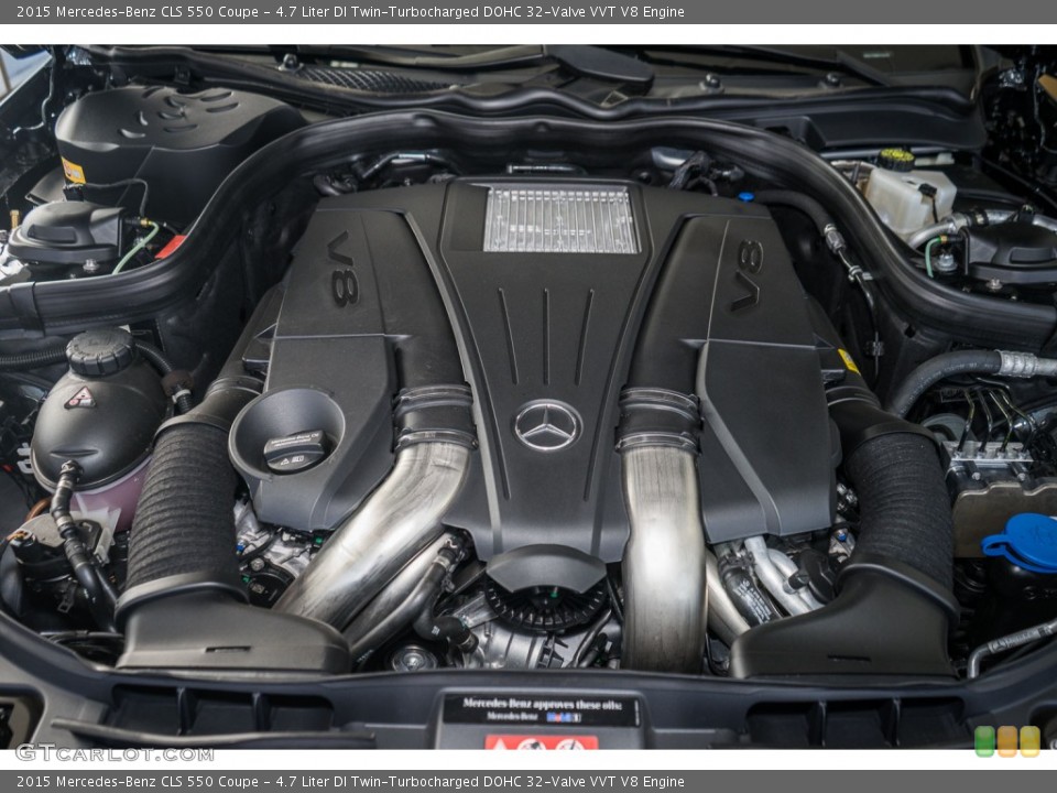 4.7 Liter DI Twin-Turbocharged DOHC 32-Valve VVT V8 2015 Mercedes-Benz CLS Engine