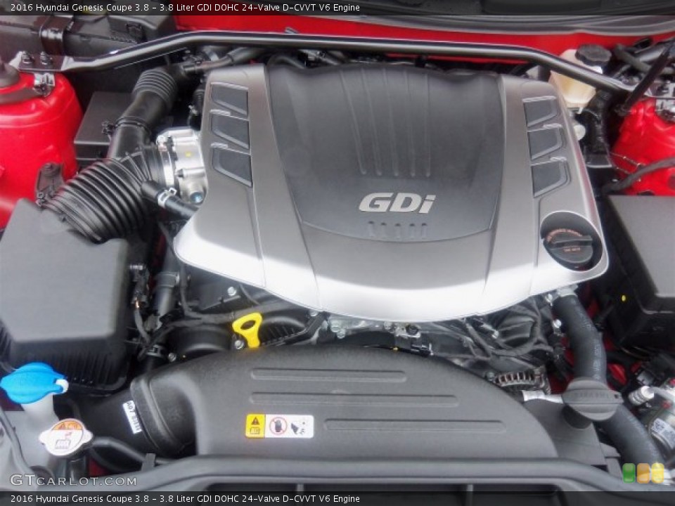 3.8 Liter GDI DOHC 24-Valve D-CVVT V6 2016 Hyundai Genesis Coupe Engine