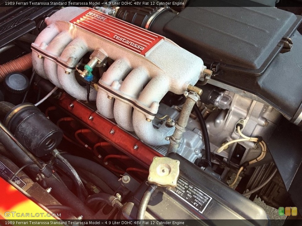 4.9 Liter DOHC 48V Flat 12 Cylinder 1989 Ferrari Testarossa Engine