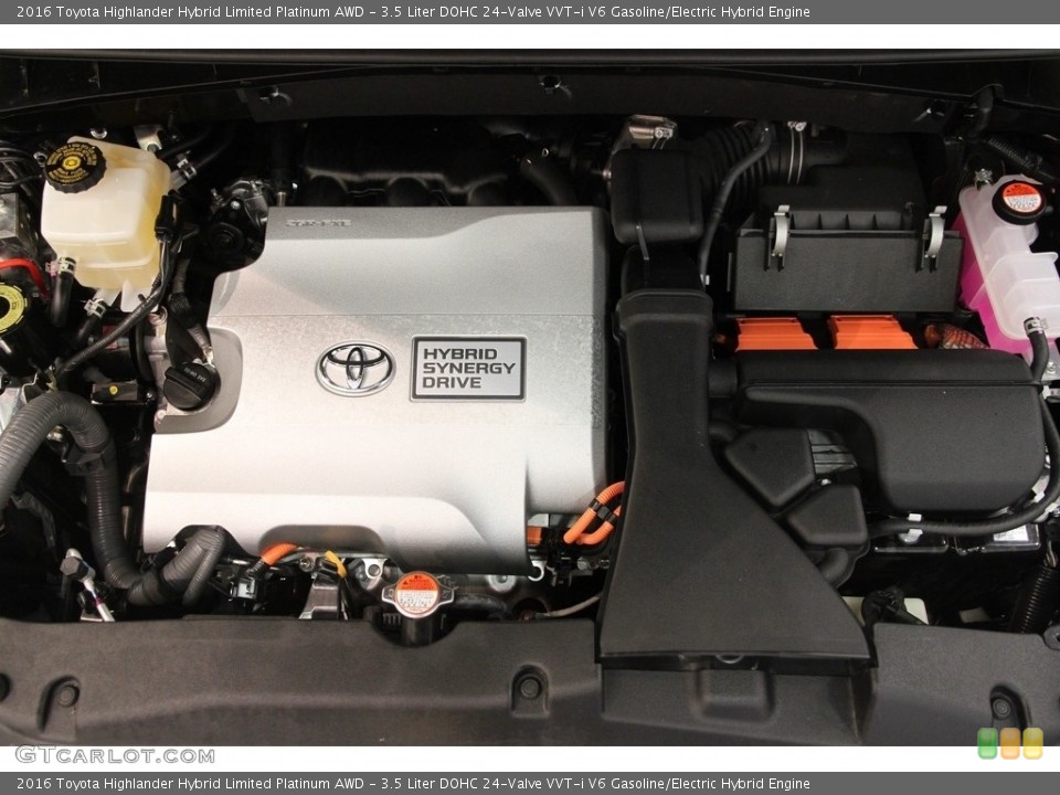 3.5 Liter DOHC 24-Valve VVT-i V6 Gasoline/Electric Hybrid 2016 Toyota Highlander Engine
