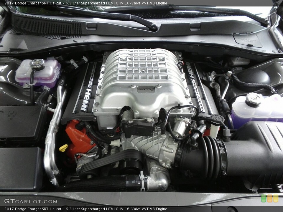 6.2 Liter Supercharged HEMI OHV 16-Valve VVT V8 2017 Dodge Charger Engine