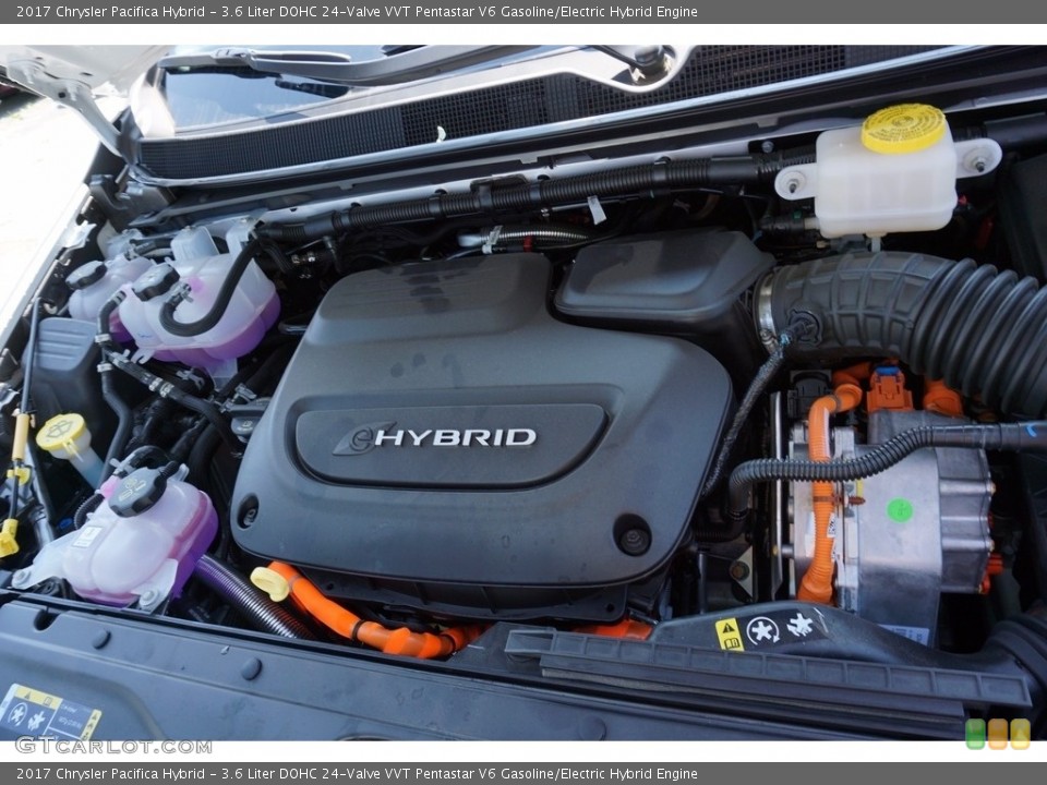 3.6 Liter DOHC 24-Valve VVT Pentastar V6 Gasoline/Electric Hybrid 2017 Chrysler Pacifica Engine