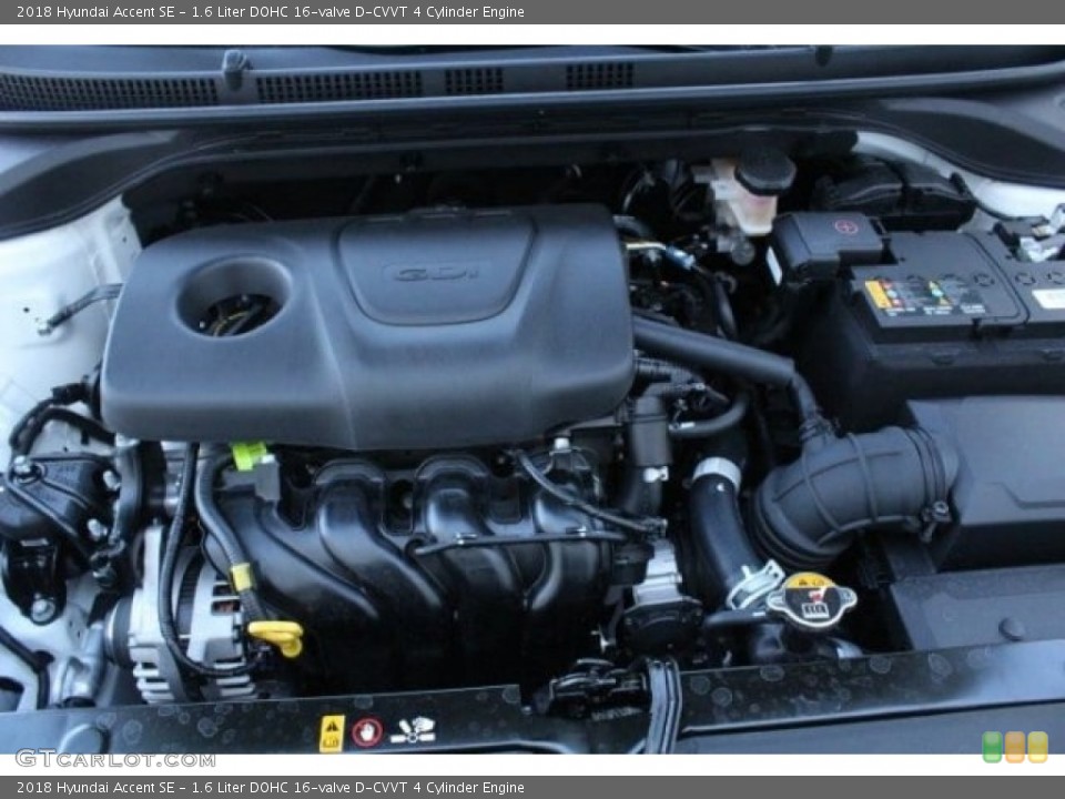 1.6 Liter DOHC 16-valve D-CVVT 4 Cylinder 2018 Hyundai Accent Engine