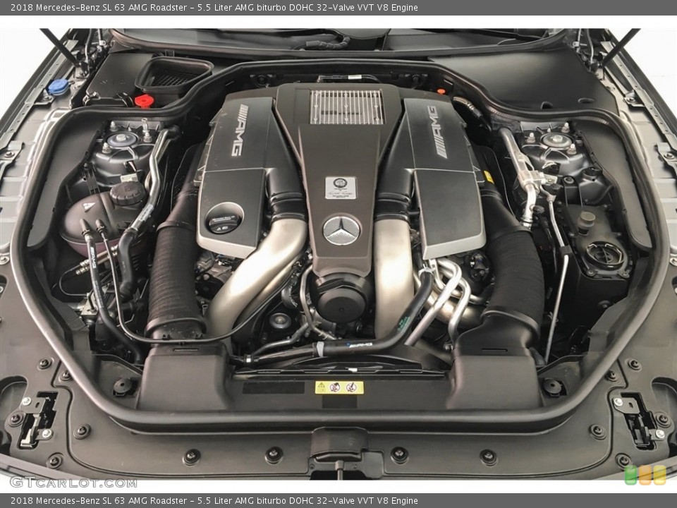 5.5 Liter AMG biturbo DOHC 32-Valve VVT V8 2018 Mercedes-Benz SL Engine
