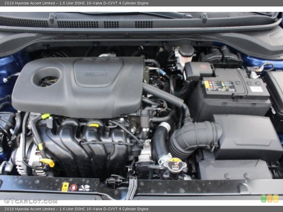 1.6 Liter DOHC 16-Valve D-CVVT 4 Cylinder 2019 Hyundai Accent Engine