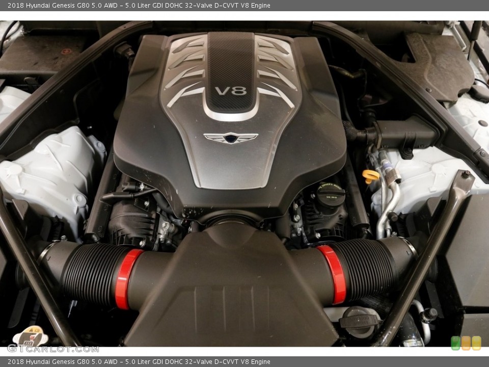 5.0 Liter GDI DOHC 32-Valve D-CVVT V8 2018 Hyundai Genesis Engine