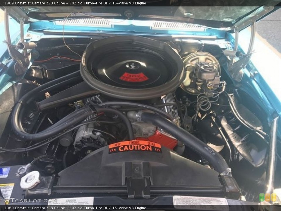 302 cid Turbo-Fire OHV 16-Valve V8 1969 Chevrolet Camaro Engine