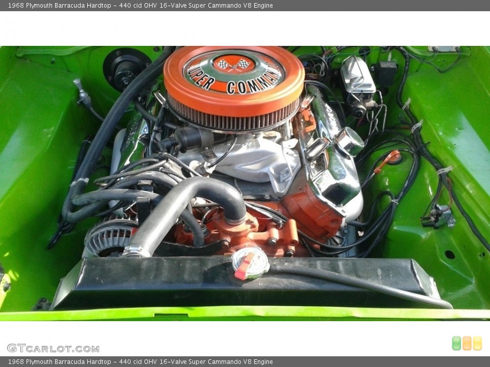 440 cid OHV 16-Valve Super Cammando V8 1968 Plymouth Barracuda Engine