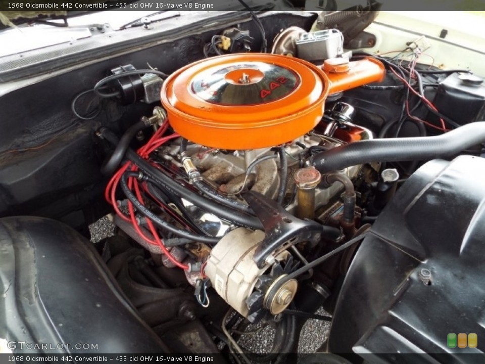 455 cid OHV 16-Valve V8 1968 Oldsmobile 442 Engine