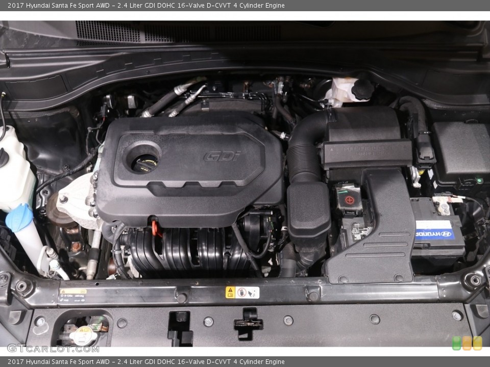 2.4 Liter GDI DOHC 16-Valve D-CVVT 4 Cylinder 2017 Hyundai Santa Fe Sport Engine