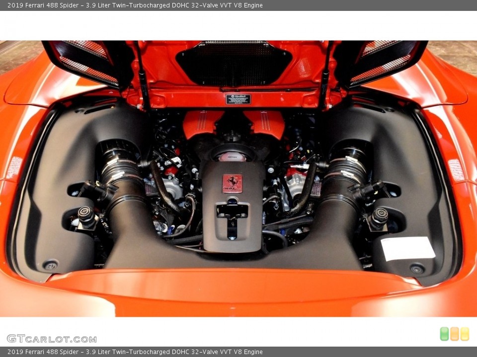 3.9 Liter Twin-Turbocharged DOHC 32-Valve VVT V8 2019 Ferrari 488 Engine