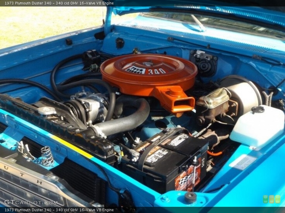 340 cid OHV 16-Valve V8 1973 Plymouth Duster Engine