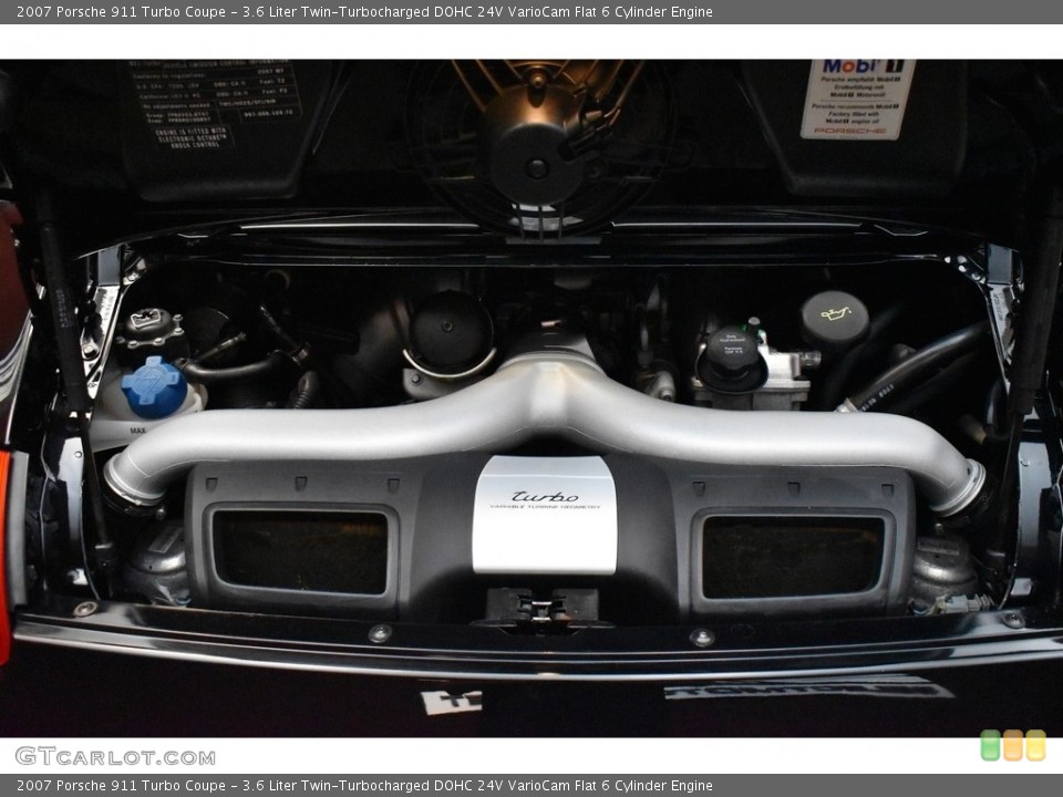 3.6 Liter Twin-Turbocharged DOHC 24V VarioCam Flat 6 Cylinder 2007 Porsche 911 Engine
