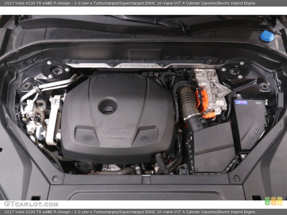 2.0 Liter e Turbocharged/Supercharged DOHC 16-Valve VVT 4 Cylinder Gasoline/Electric Hybrid 2017 Volvo XC90 Engine