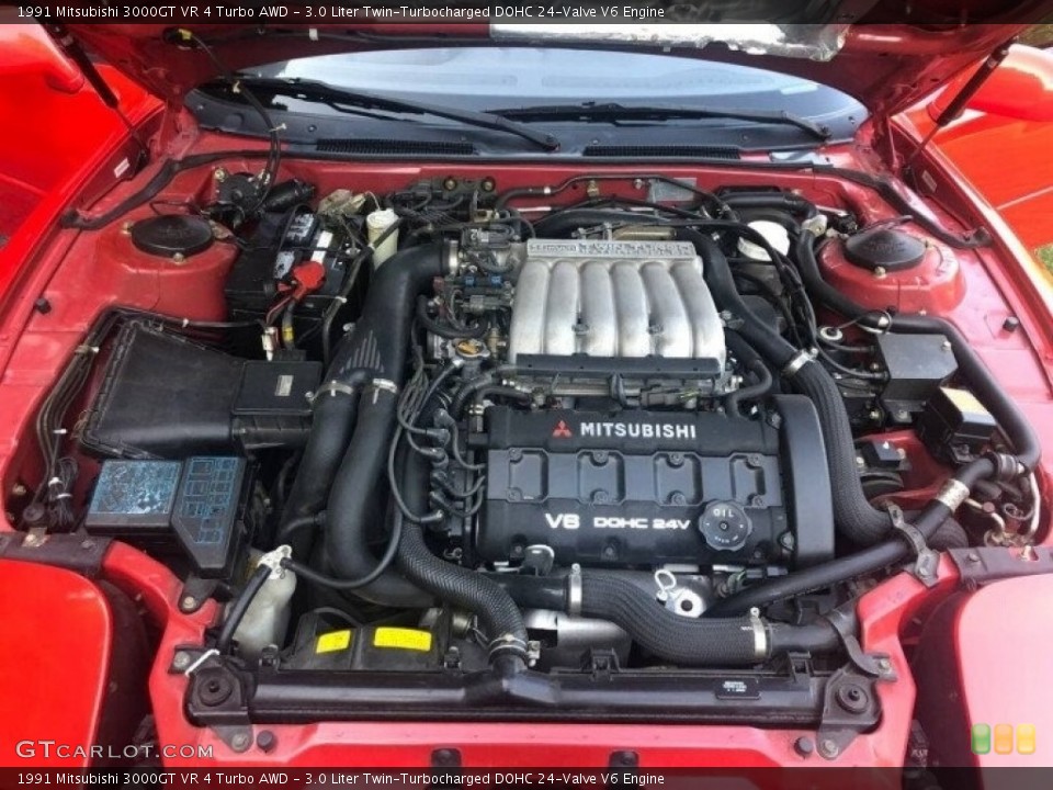 3.0 Liter Twin-Turbocharged DOHC 24-Valve V6 1991 Mitsubishi 3000GT Engine