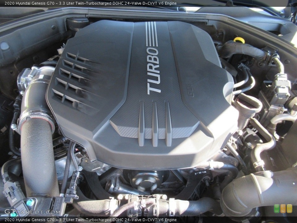 3.3 Liter Twin-Turbocharged DOHC 24-Valve D-CVVT V6 2020 Hyundai Genesis Engine
