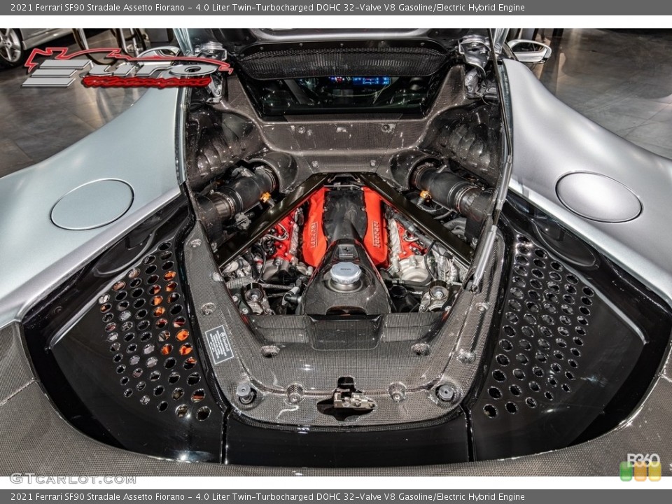 4.0 Liter Twin-Turbocharged DOHC 32-Valve V8 Gasoline/Electric Hybrid 2021 Ferrari SF90 Stradale Engine