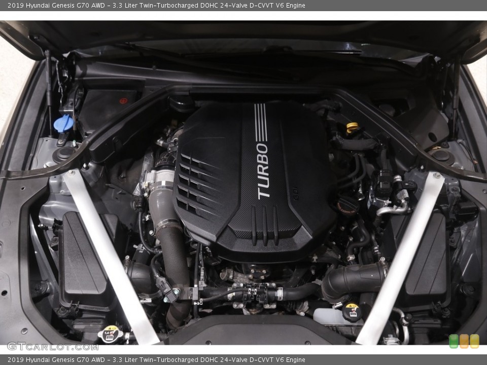 3.3 Liter Twin-Turbocharged DOHC 24-Valve D-CVVT V6 2019 Hyundai Genesis Engine