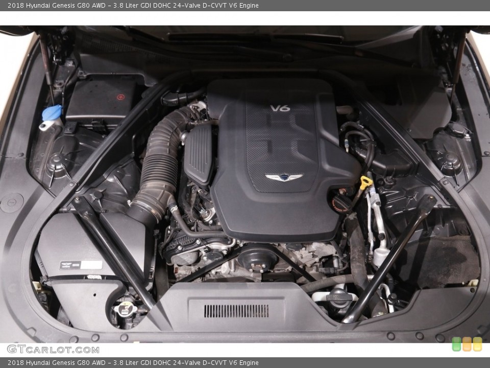 3.8 Liter GDI DOHC 24-Valve D-CVVT V6 2018 Hyundai Genesis Engine
