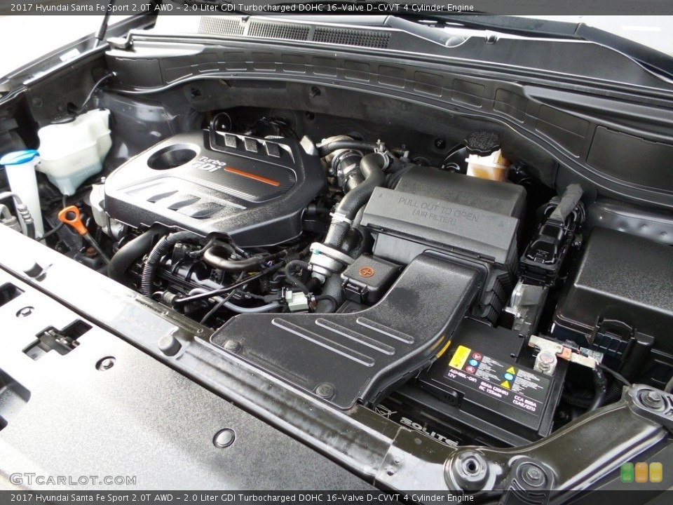 2.0 Liter GDI Turbocharged DOHC 16-Valve D-CVVT 4 Cylinder 2017 Hyundai Santa Fe Sport Engine