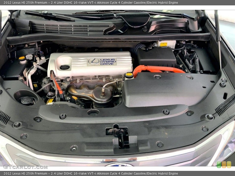 2.4 Liter DOHC 16-Valve VVT-i Atkinson Cycle 4 Cylinder Gasoline/Electric Hybrid 2012 Lexus HS Engine