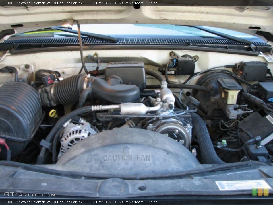 5.7 Liter OHV 16-Valve Vortec V8 2000 Chevrolet Silverado 2500 Engine