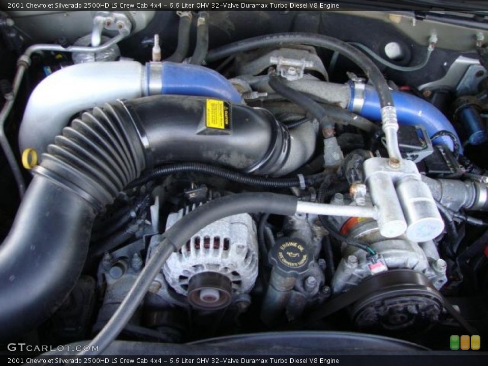 6.6 Liter OHV 32-Valve Duramax Turbo Diesel V8 2001 Chevrolet Silverado 2500HD Engine
