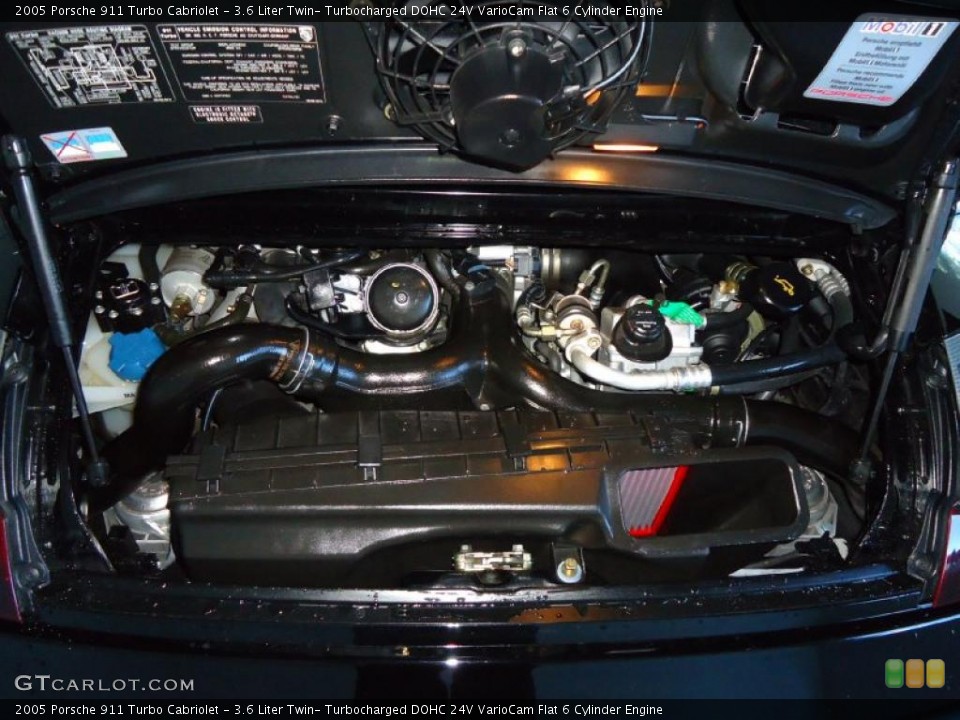3.6 Liter Twin- Turbocharged DOHC 24V VarioCam Flat 6 Cylinder 2005 Porsche 911 Engine