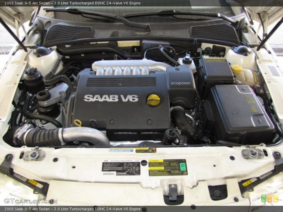3.0 Liter Turbocharged DOHC 24-Valve V6 2003 Saab 9-5 Engine