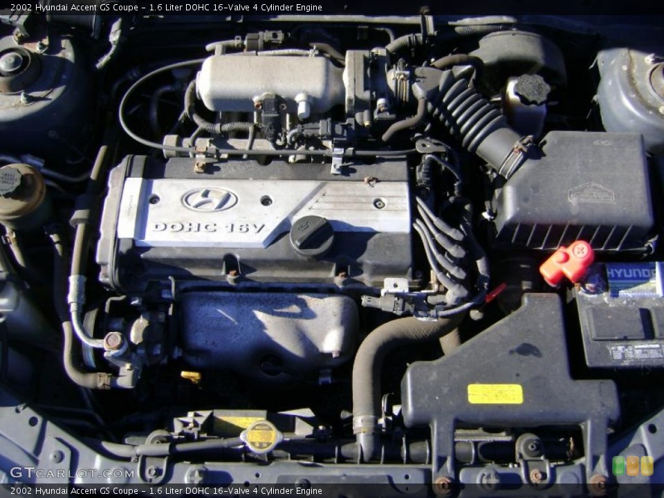 1.6 Liter DOHC 16-Valve 4 Cylinder Engine for the 2002 Hyundai Accent #42332695