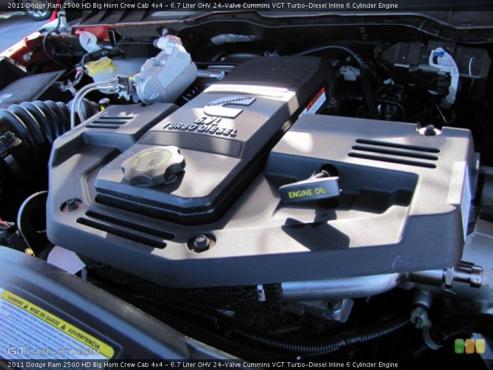 6.7 Liter OHV 24-Valve Cummins VGT Turbo-Diesel Inline 6 Cylinder 2011 Dodge Ram 2500 HD Engine