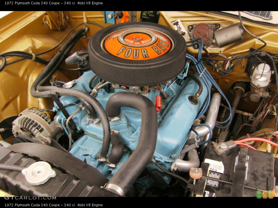 340 ci. 4bbl V8 1972 Plymouth Cuda Engine