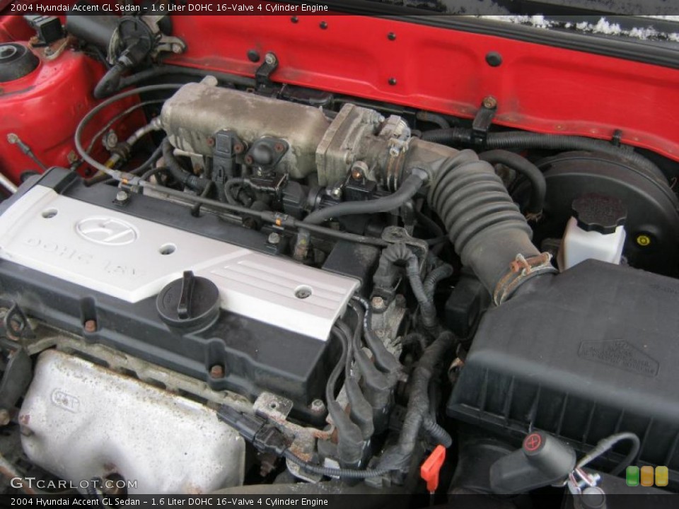 1.6 Liter DOHC 16-Valve 4 Cylinder Engine for the 2004 Hyundai Accent #42837554