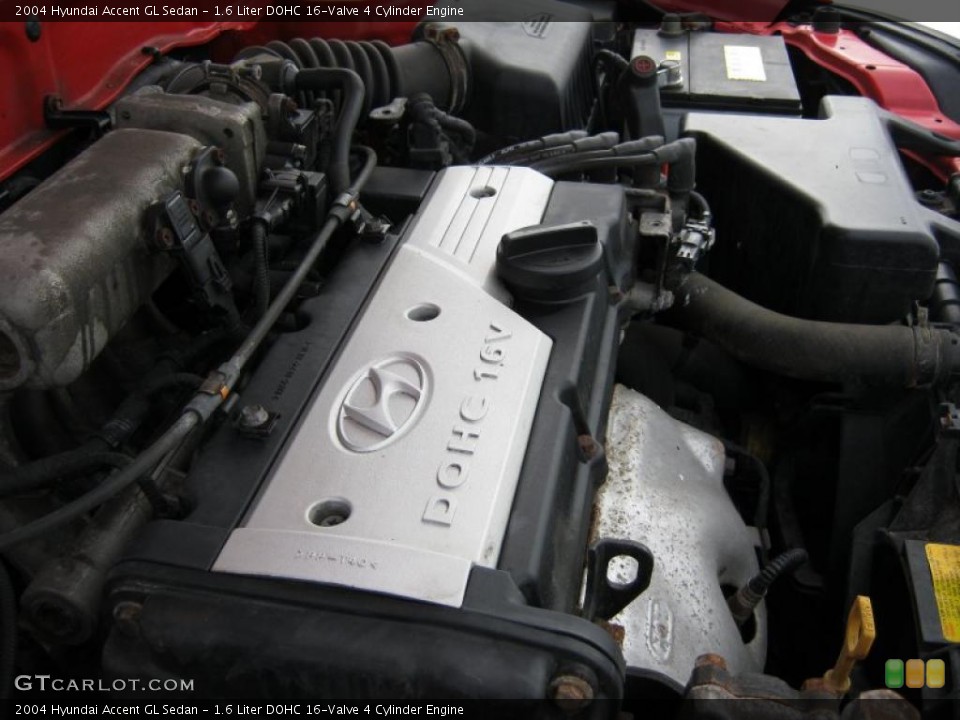 1.6 Liter DOHC 16-Valve 4 Cylinder Engine for the 2004 Hyundai Accent #42837574