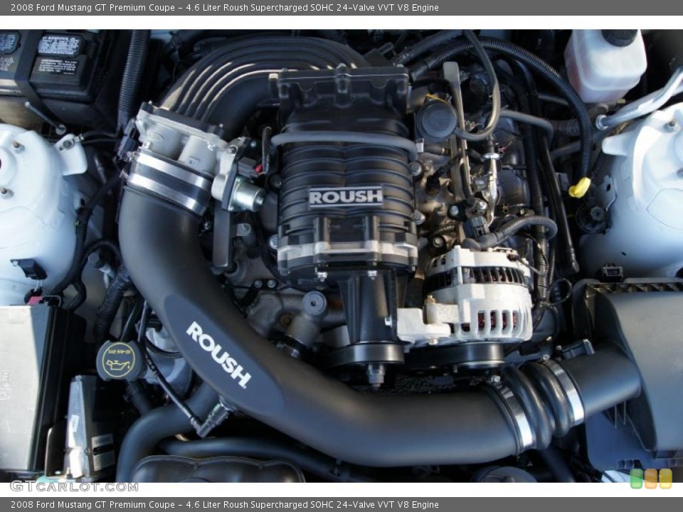 4.6 Liter Roush Supercharged SOHC 24-Valve VVT V8 2008 Ford Mustang Engine