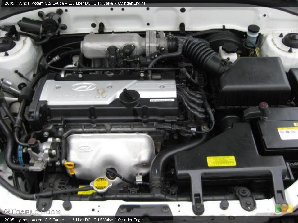 1.6 Liter DOHC 16 Valve 4 Cylinder Engine for the 2005 Hyundai Accent #45952494