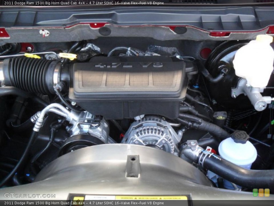4.7 Liter SOHC 16-Valve Flex-Fuel V8 2011 Dodge Ram 1500 Engine