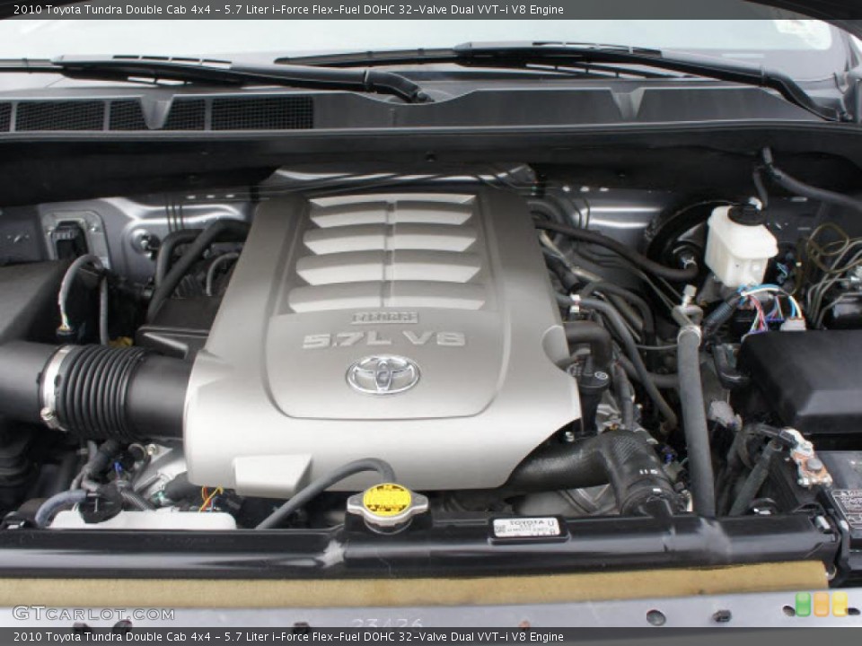 5.7 Liter i-Force Flex-Fuel DOHC 32-Valve Dual VVT-i V8 2010 Toyota Tundra Engine