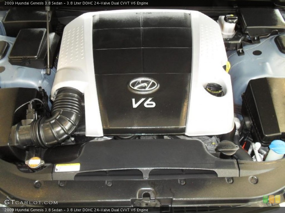 3.8 Liter DOHC 24-Valve Dual CVVT V6 Engine for the 2009 Hyundai Genesis #47860096