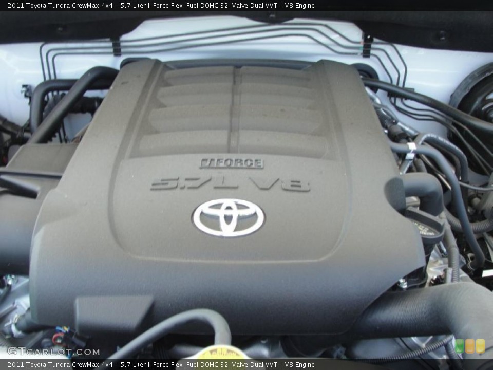 5.7 Liter i-Force Flex-Fuel DOHC 32-Valve Dual VVT-i V8 2011 Toyota Tundra Engine