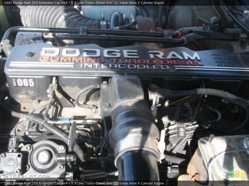 5.9 Liter Turbo-Diesel OHV 12-Valve Inline 6 Cylinder 1992 Dodge Ram 250 Engine