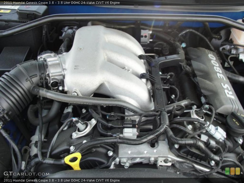 3.8 Liter DOHC 24-Valve CVVT V6 2011 Hyundai Genesis Coupe Engine