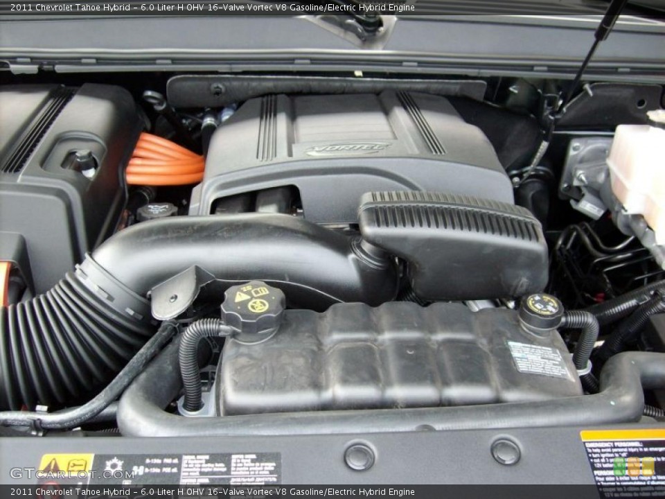 6.0 Liter H OHV 16-Valve Vortec V8 Gasoline/Electric Hybrid 2011 Chevrolet Tahoe Engine