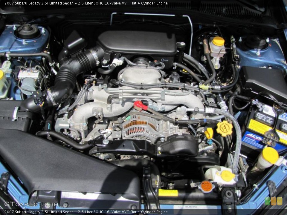 2.5 Liter SOHC 16-Valve VVT Flat 4 Cylinder 2007 Subaru Legacy Engine